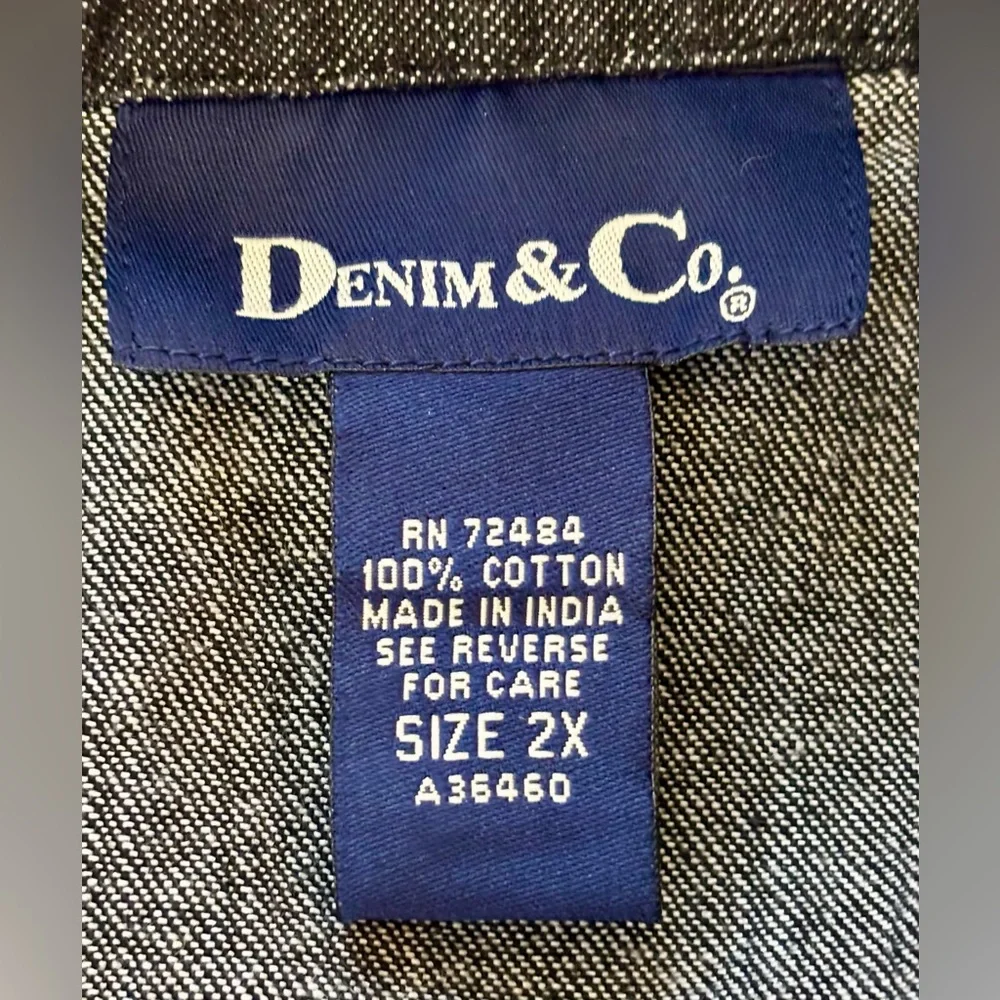 Denim & Co Black Denim Jacket 2X - Picture 5 of 6
